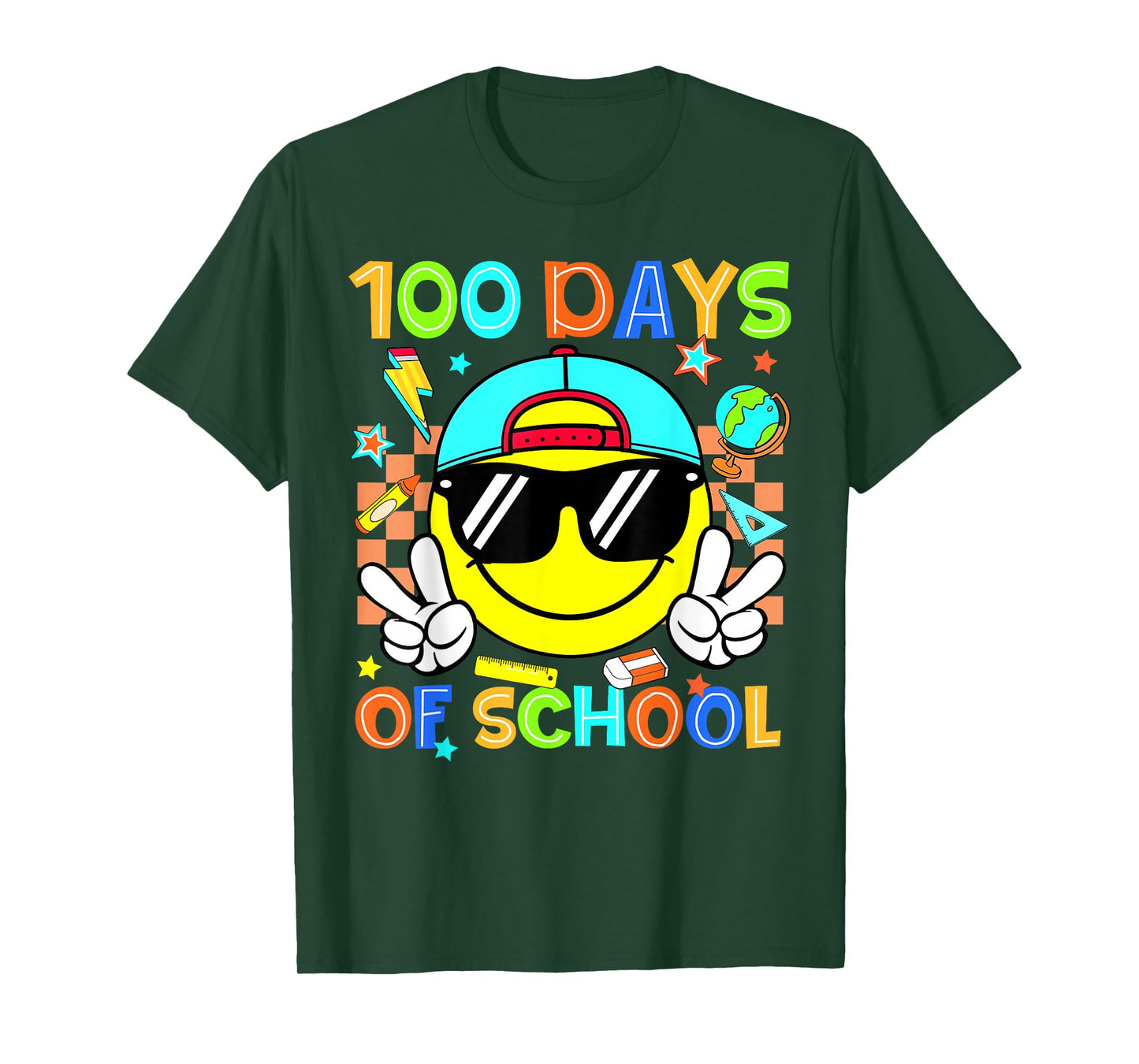 100 Days of School Groovy Smile Face Teacher Boy Kid T-Shirt