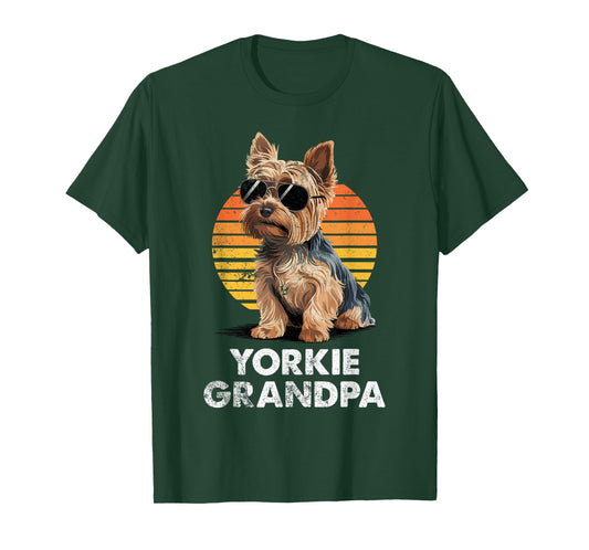 Cool Retro Yorkie Grandpa Funny Vintage Dog Owner T-Shirt