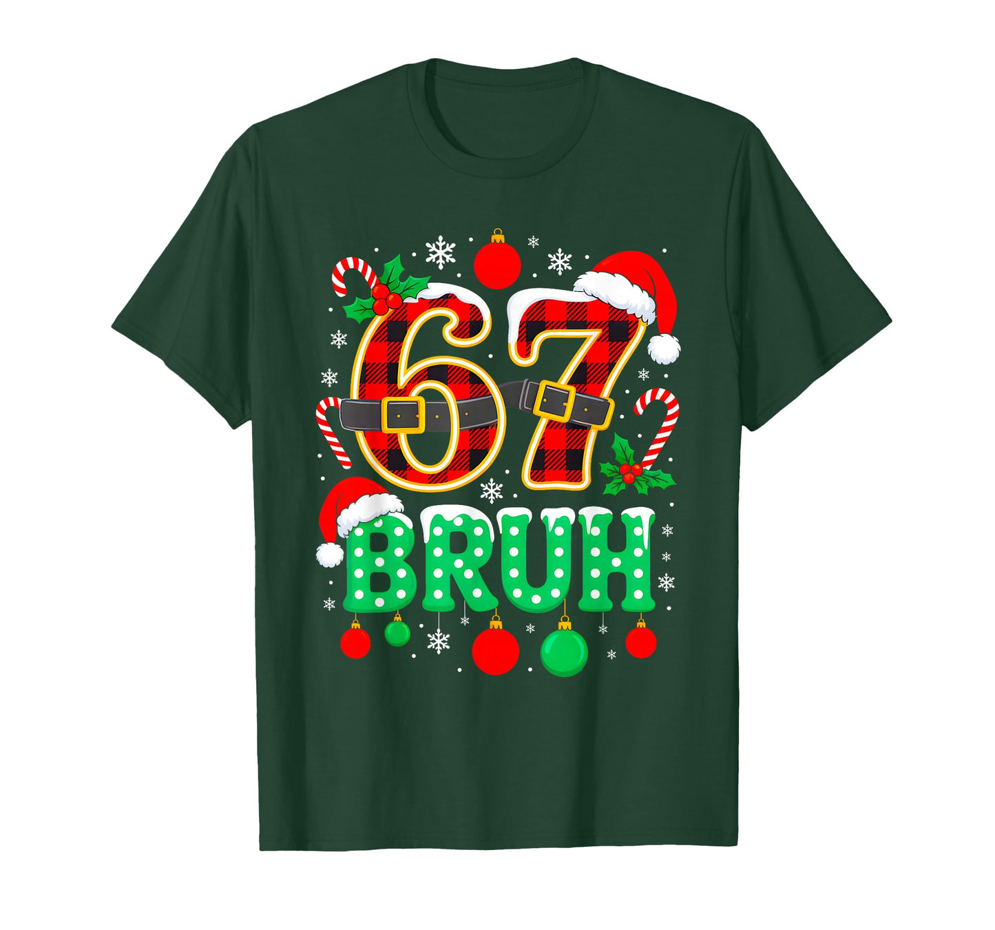Funny 67 Six Seven Bruh Meme Christmas Pajama Family Holiday T-Shirt