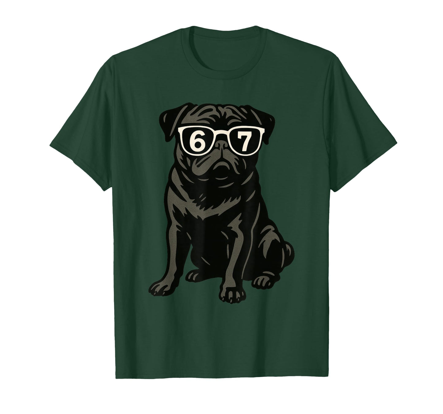 Funny Dog Black Pug Sunglasses 67 Six Seven Meme T-Shirt