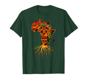 Africa Cool African Roots Map Traditional Kente Cloth T-Shirt