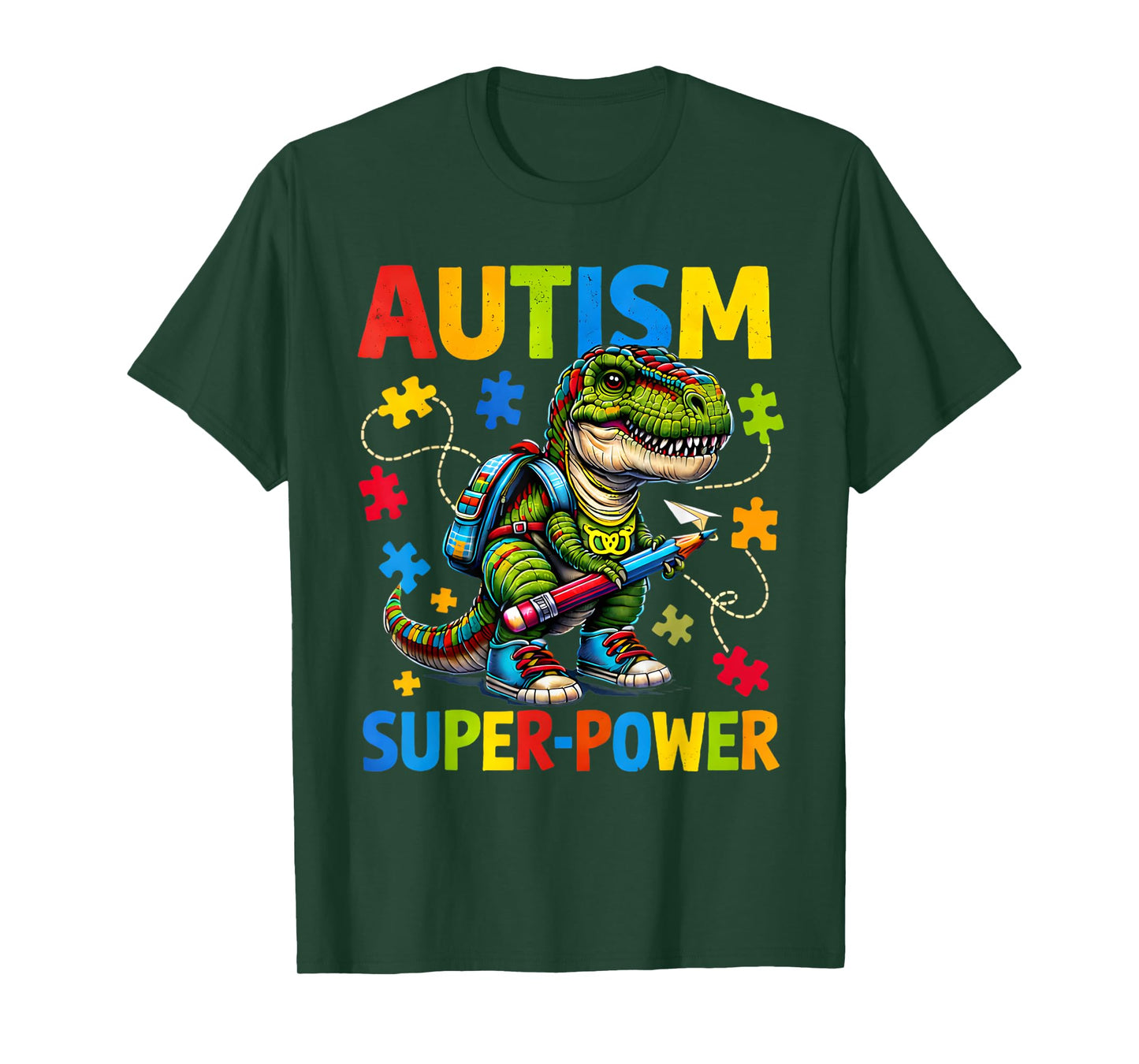 Autism is My Superpower Dino T Rex Puzzle T-Shirt
