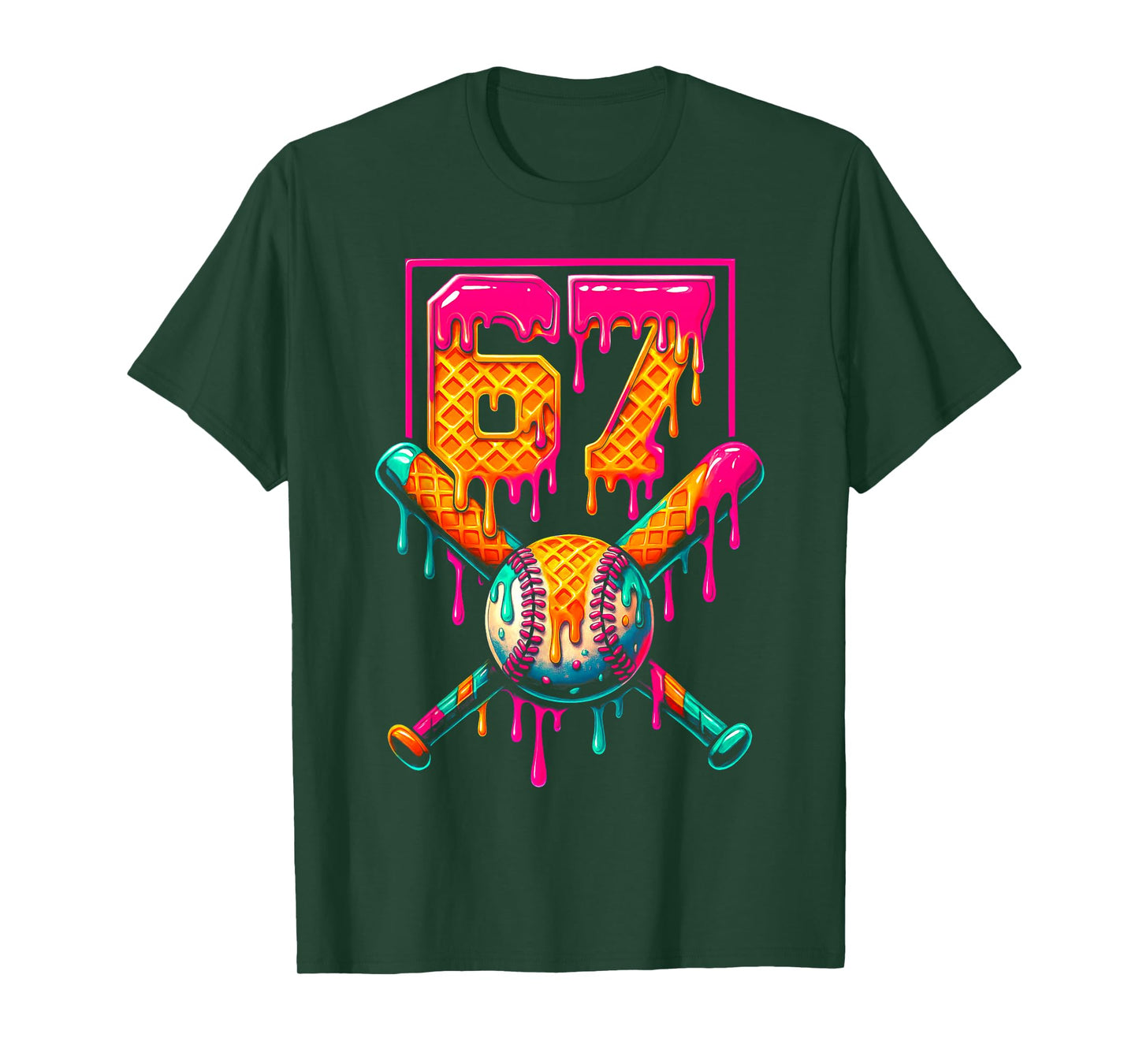 Funny Dripping 67 Birthday Baseball Drip Number 67 T-Shirt