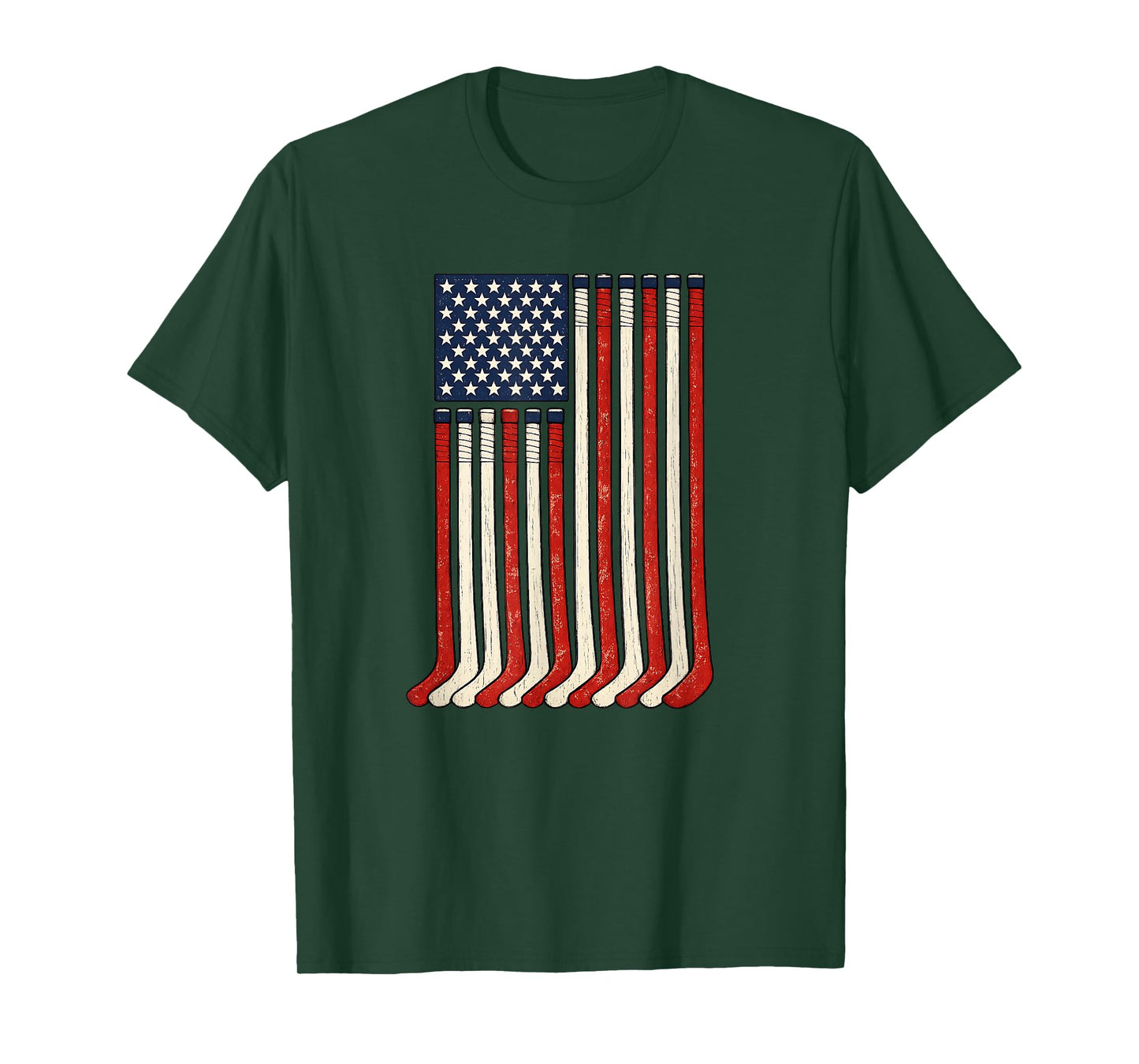 USA Flag Hockey Sticks Patriotic Ice Hockey 4th of July T-Shirt