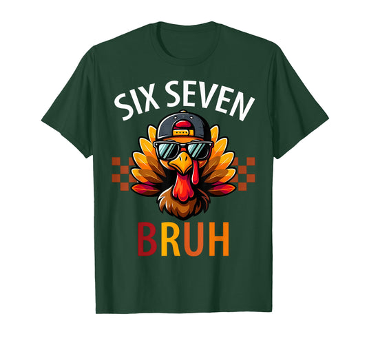 Six Seven 6 7 Meme Number 67 Turkey Thanksgiving Teacher T-Shirt