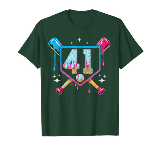 Baseball 41 Year Old Ice Cream Drip 41th Birthday Number 41 T-Shirt