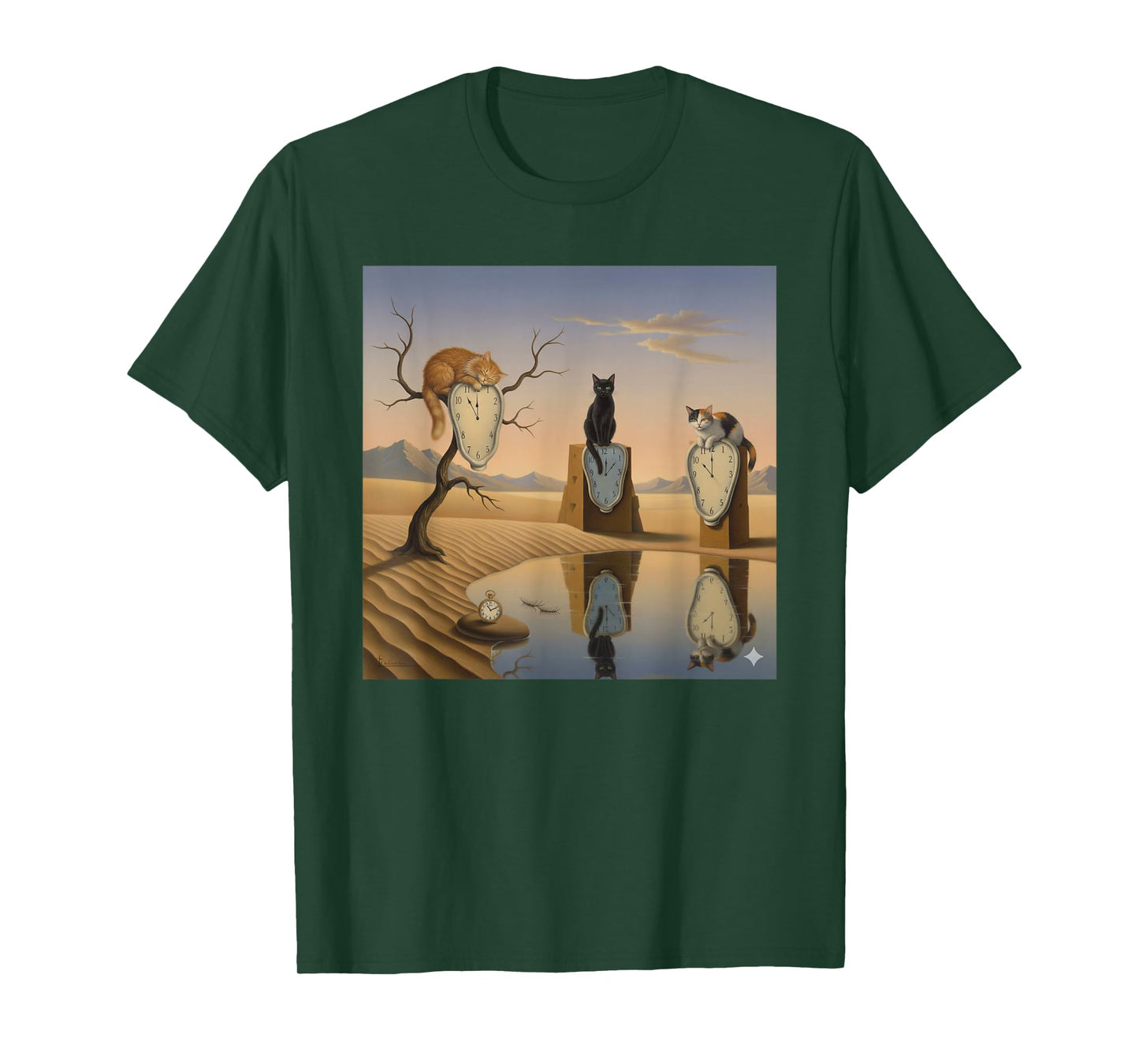 The Persistence of Cats – Surreal Dalí Inspired Parody Art T-Shirt