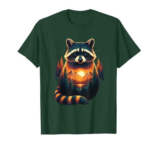Raccoon Forest Nature Lover Mountains Hiking Camping T-Shirt