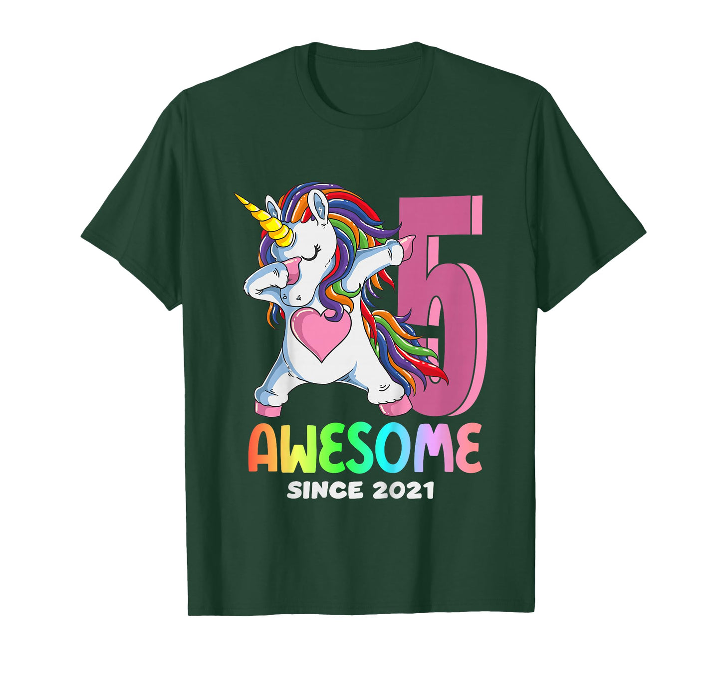 5th Birthday Girl Unicorn Shirt Awesome Since 2021 Toddler T-Shirt