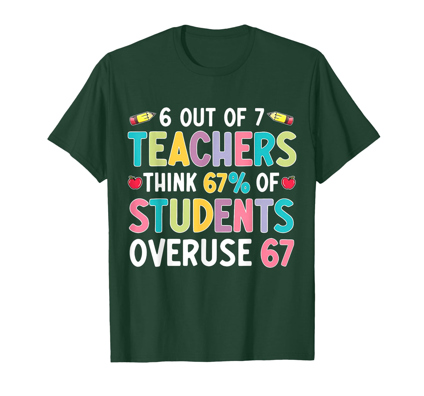 Funny 6 Out of 7 Teacher Think 67% of Students Overuse 67 T-Shirt