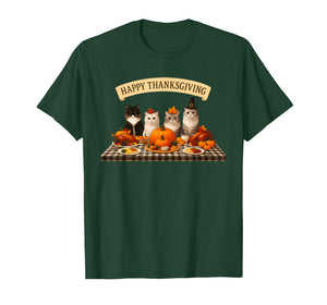 Happy Thanksgiving Cats Dinner Feast Fall Men Women Kids T-Shirt
