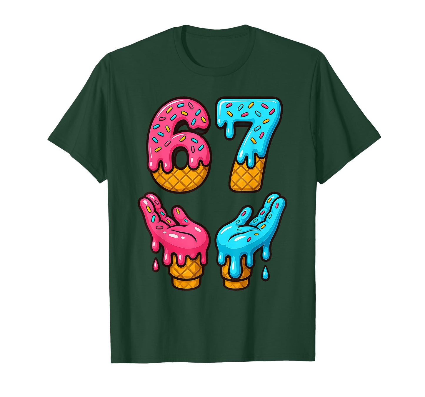 Six Seven Ice Cream Drip Meme 67 Funny Gen Alpha Slang 6 7 T-Shirt
