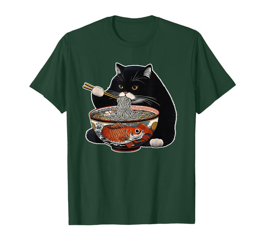 Fat cat Eating Ramen T-Shirt