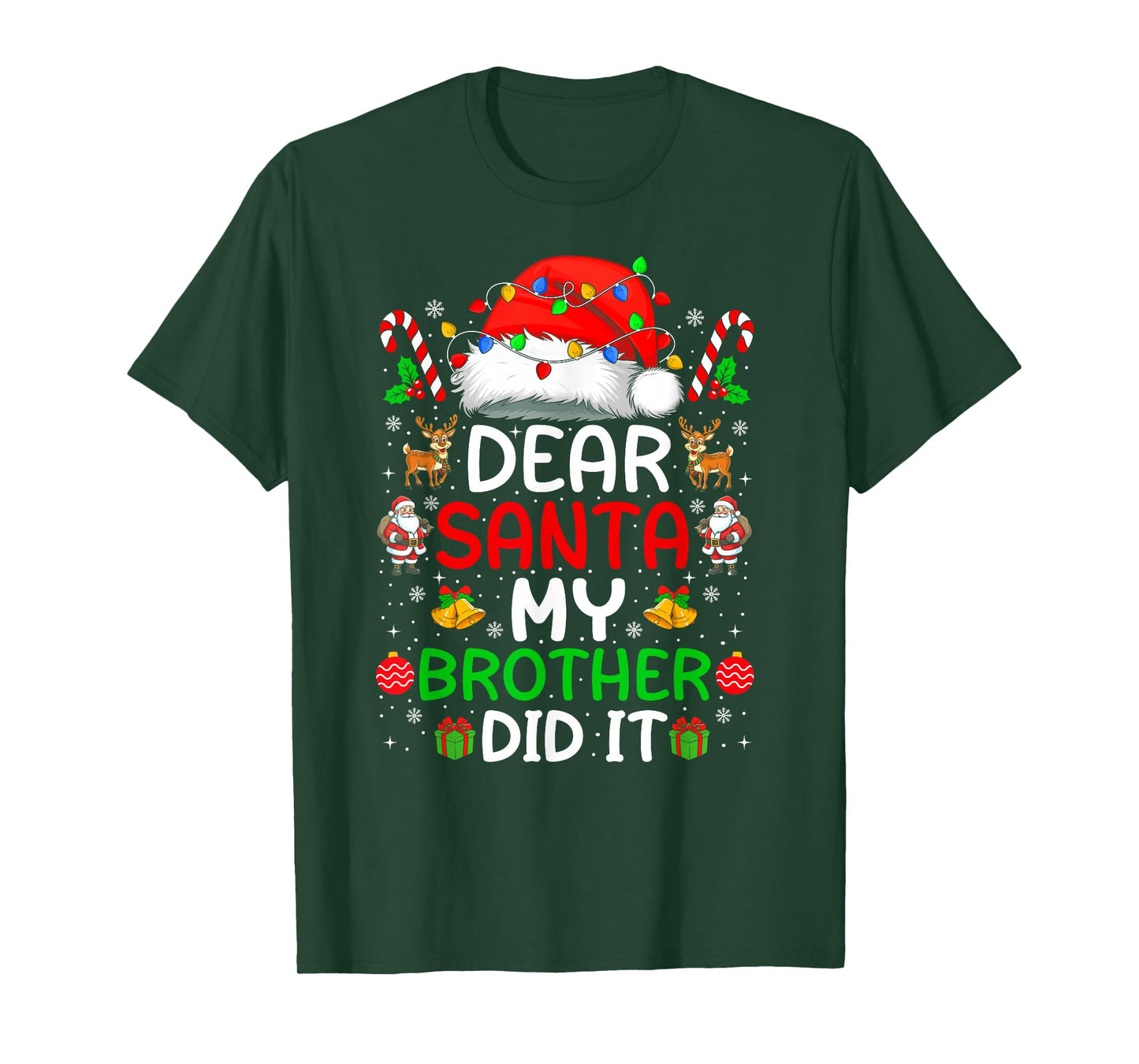 Dear Santa My Brother Did It Christmas Xmas Boys Girls Kids T-Shirt