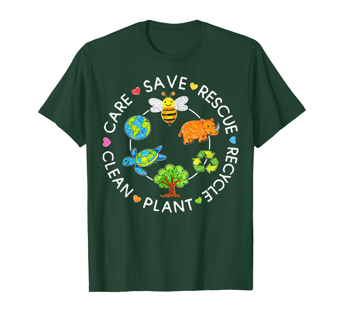 Save Rescue Recycle Clean Crayon Kids Earth Day Boys Girls T-Shirt