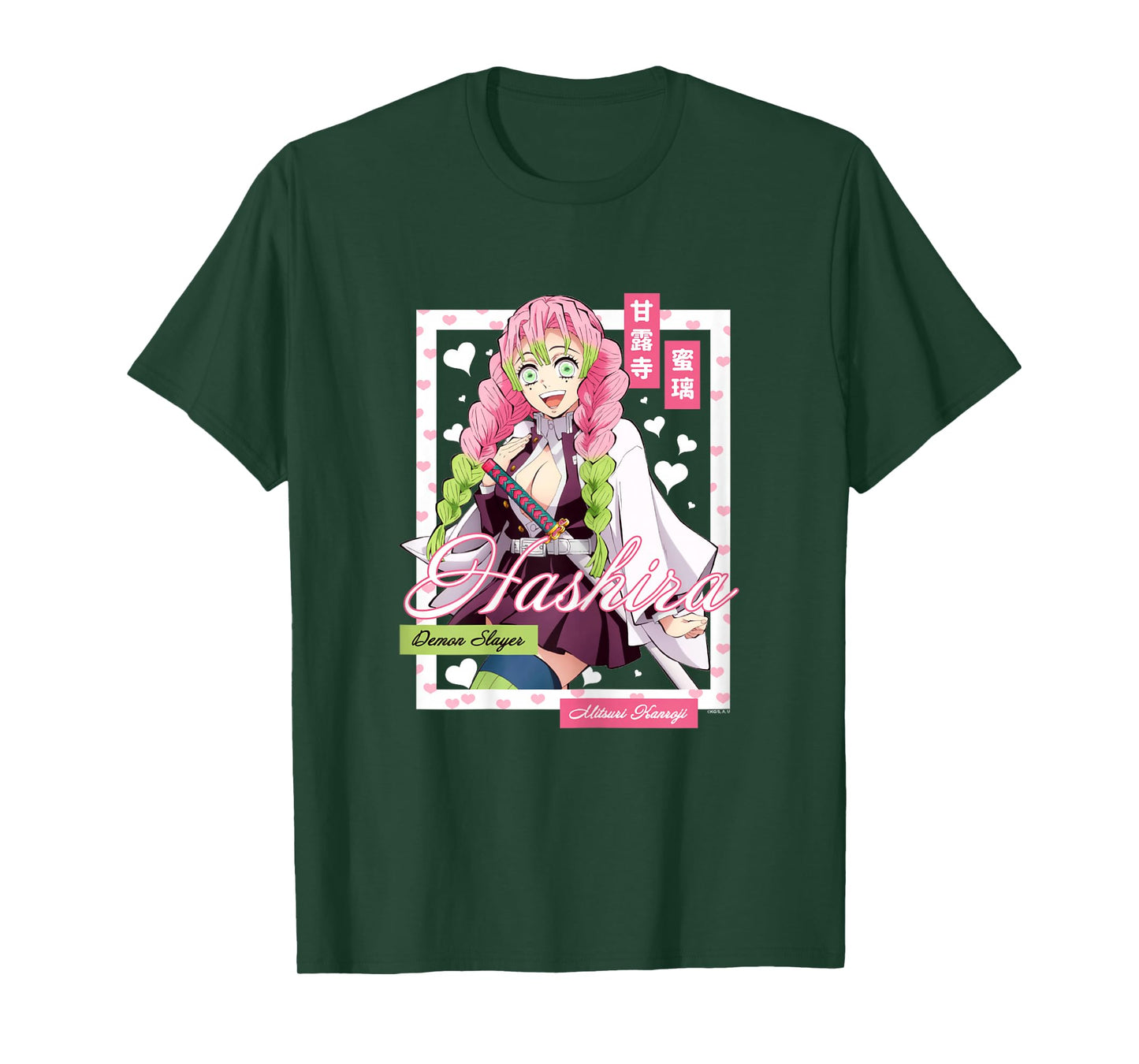 Demon Slayer: Kimetsu no Yaiba Mitsuri Kanroji Pink Heart T-Shirt