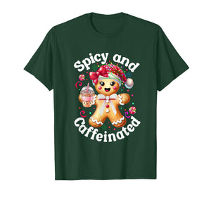 Spicy and Caffeinated Coffee Cute Gingerbread Christmas T-Shirt