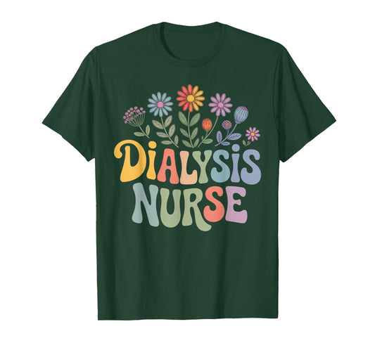 Nephrology Tech Kidney Flower Floral Dialysis Nurse T-Shirt