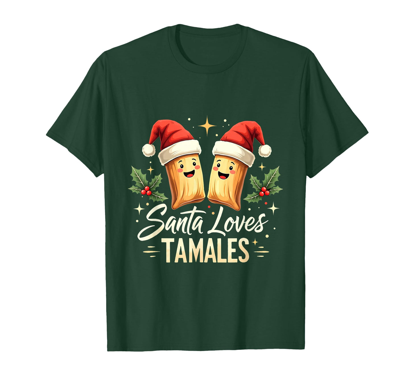 Santa Loves Tamales Mexican Tamale Vintage Christmas Navidad T-Shirt