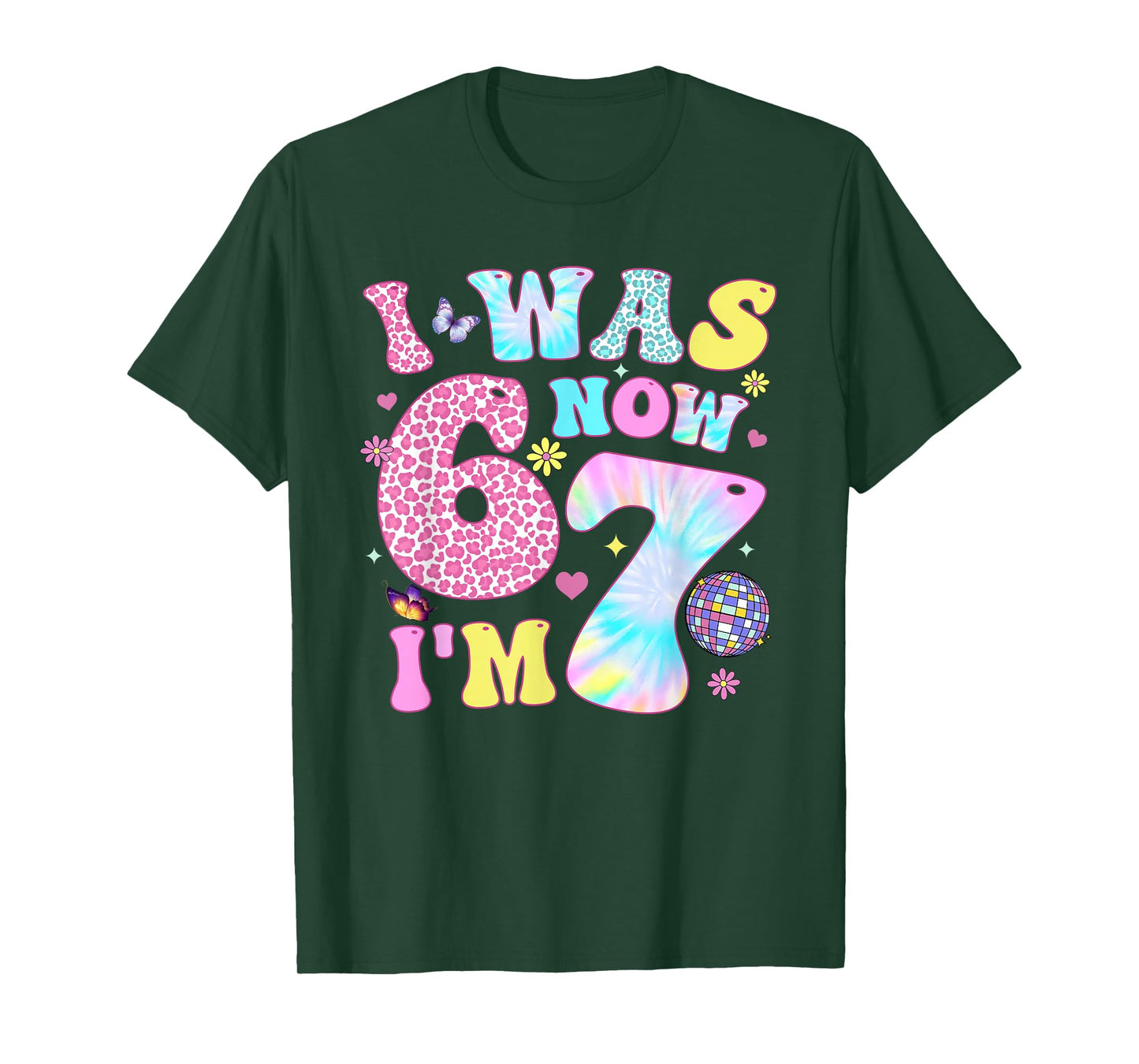 I was 6 Now I'm 7 67 Meme Groovy Retro 7th Birthday Girl Boy T-Shirt