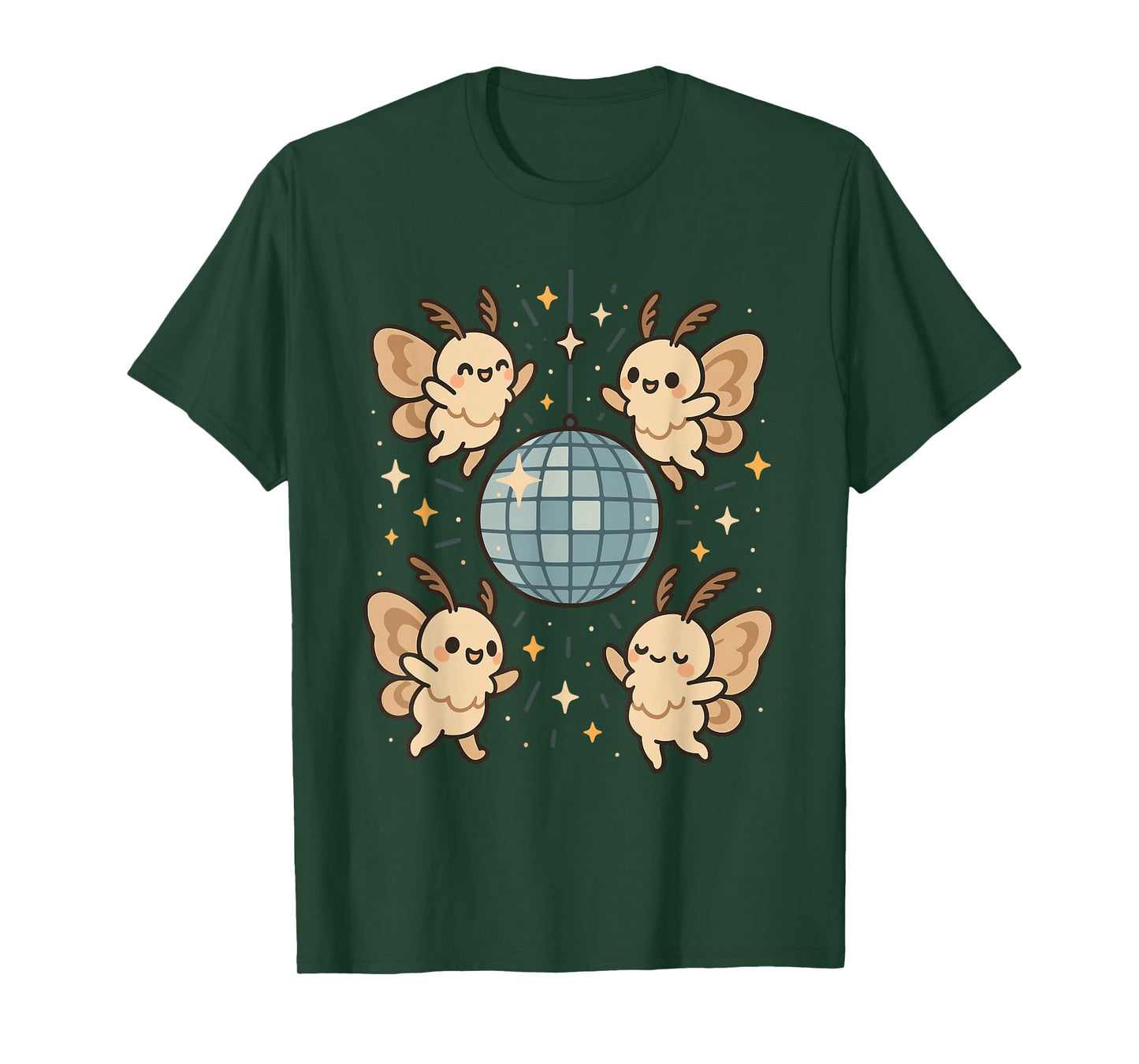 Disco Ball Funny Kawaii Moth Cute Insect Dancing Bug Party T-Shirt