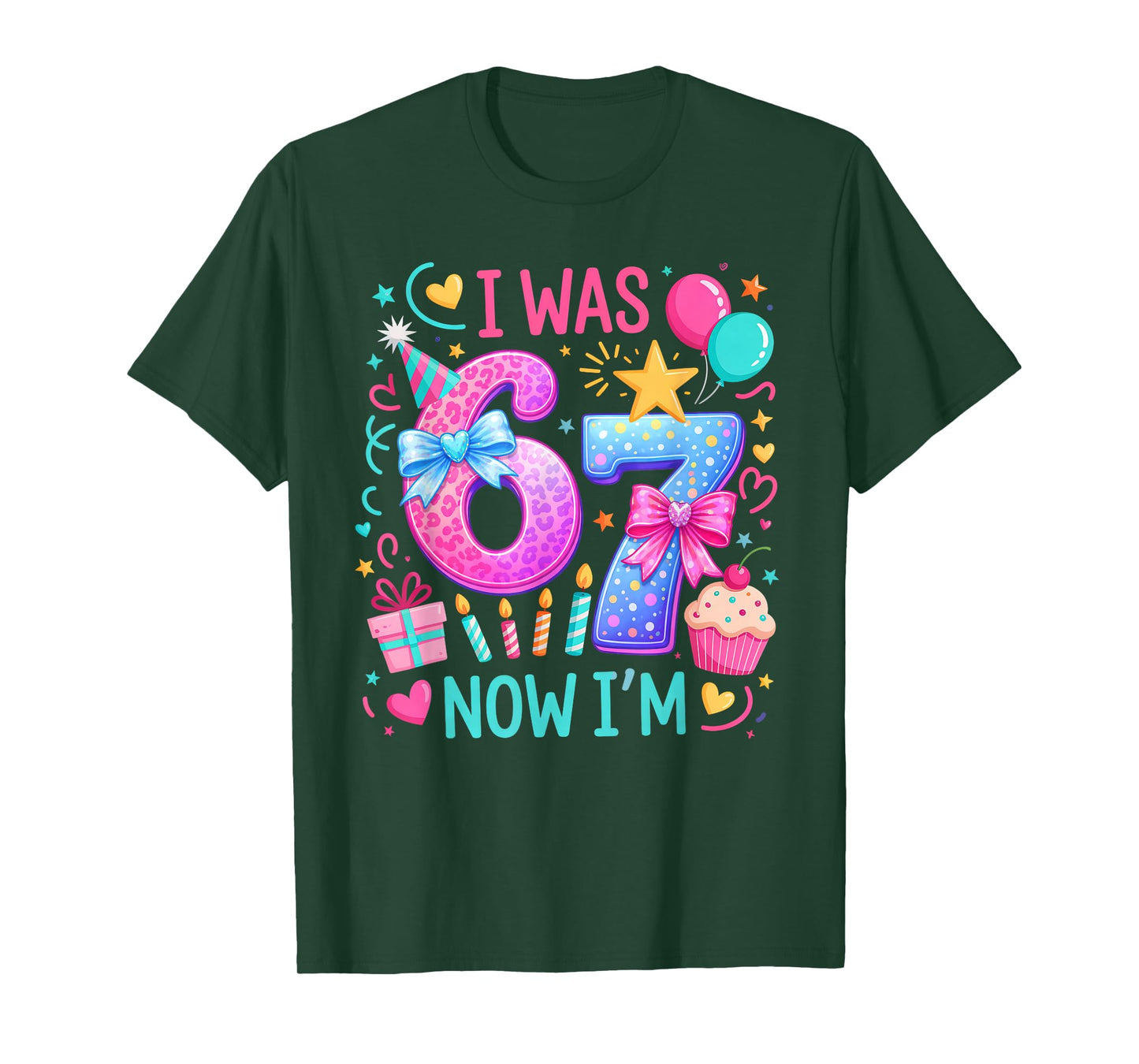 7th Birthday Girl I was 6 Now I'm 7 Year Old Kids Birthday T-Shirt