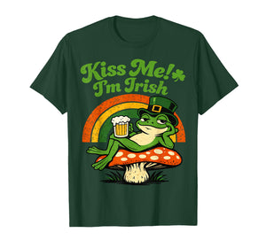 Kiss Me I'm Irish Funny Frog St Patricks Day Shamrock T-Shirt