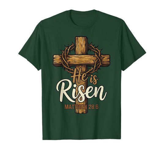 Easter Cross He is Risen Jesus Christian Men Women Kid Youth T-Shirt
