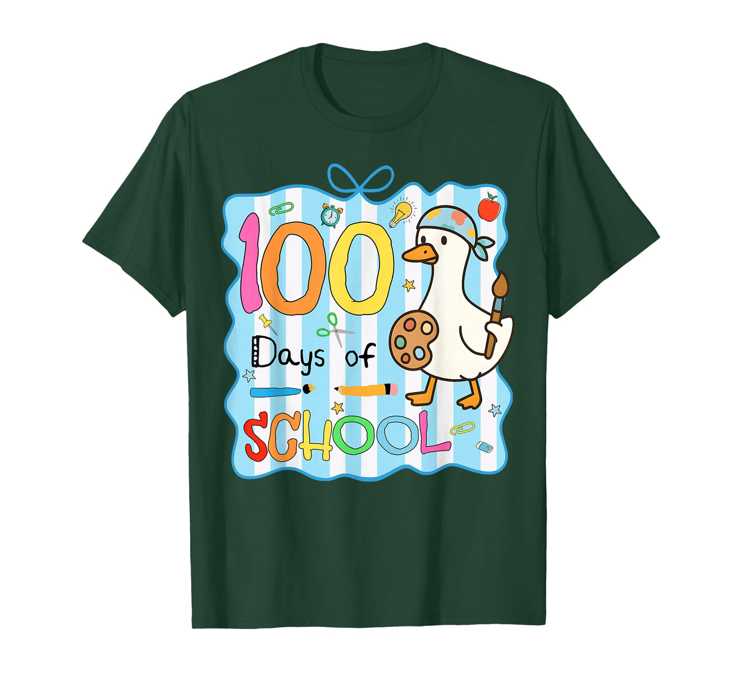 100 Days of School Art Goose 100th Day of School Boys Girls T-Shirt
