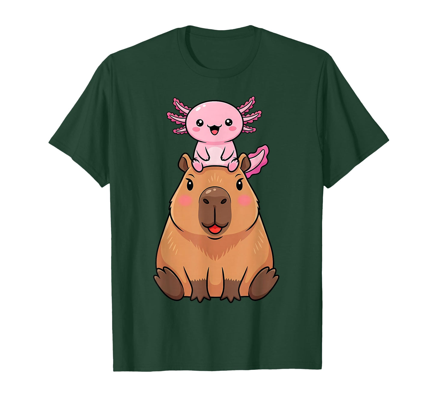 Funny Capybara Axolotl Kawaii Kids Boys Girls Animal Lover T-Shirt