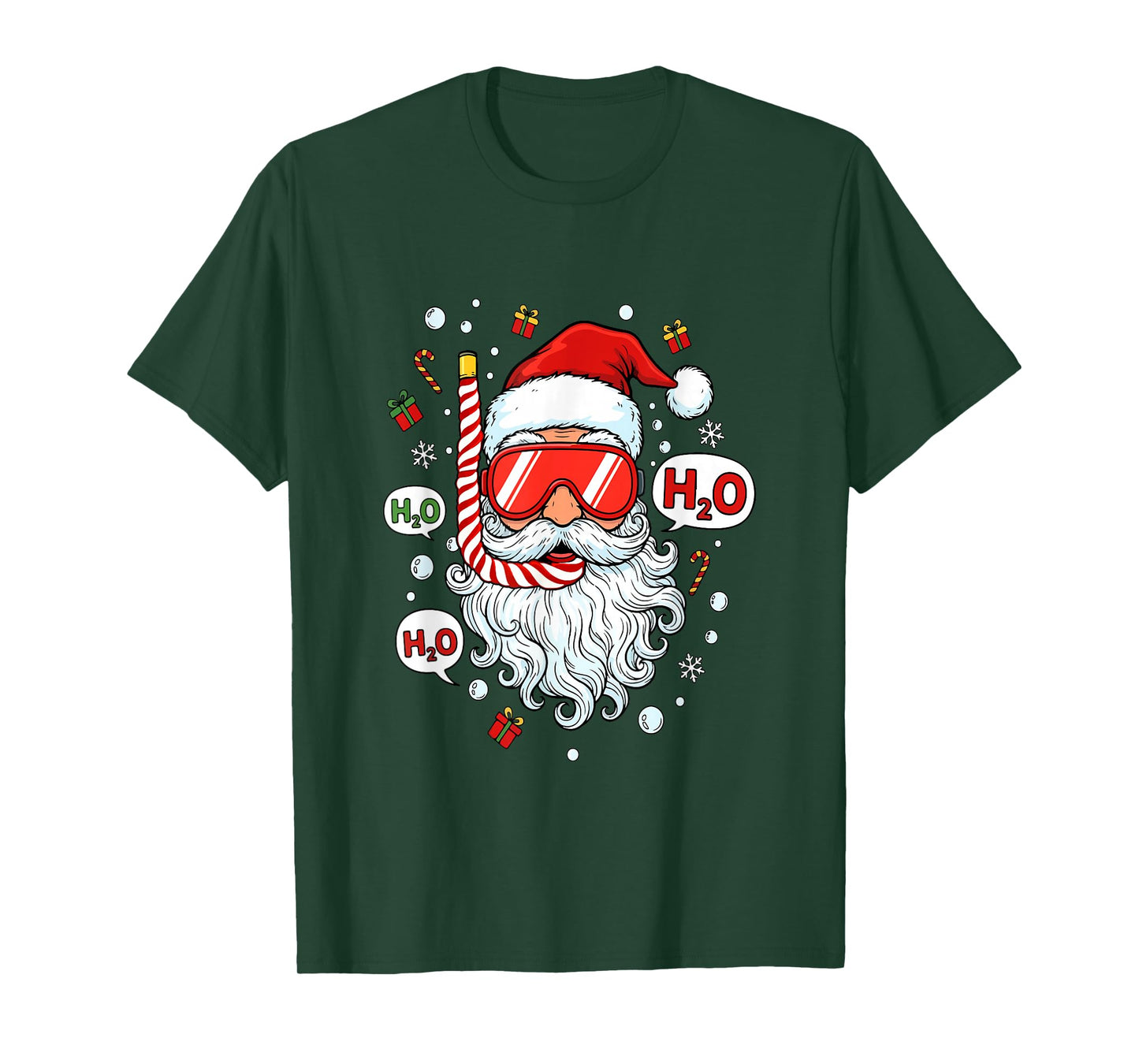 Santa Scuba Diving Equipment Funny Scuba Diver Christmas T-Shirt