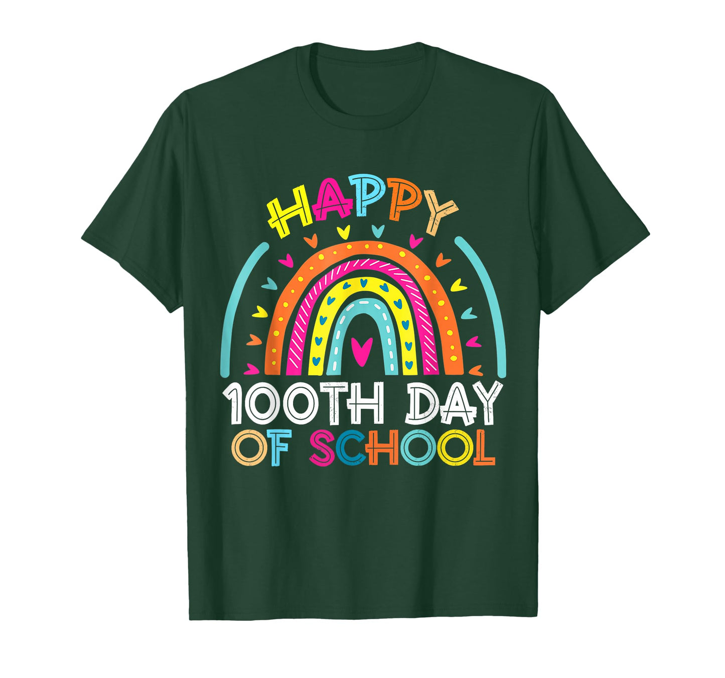 Happy 100th Day of School Teacher Kids 100 Days Rainbow T-Shirt
