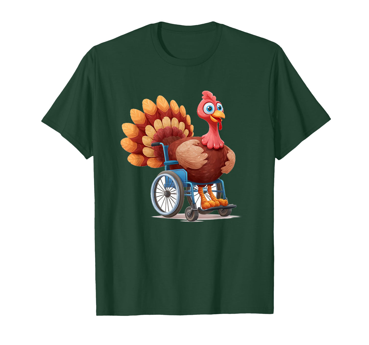 Happy Turkey Costume in Wheelchair for Thanksgiving Lovers T-Shirt