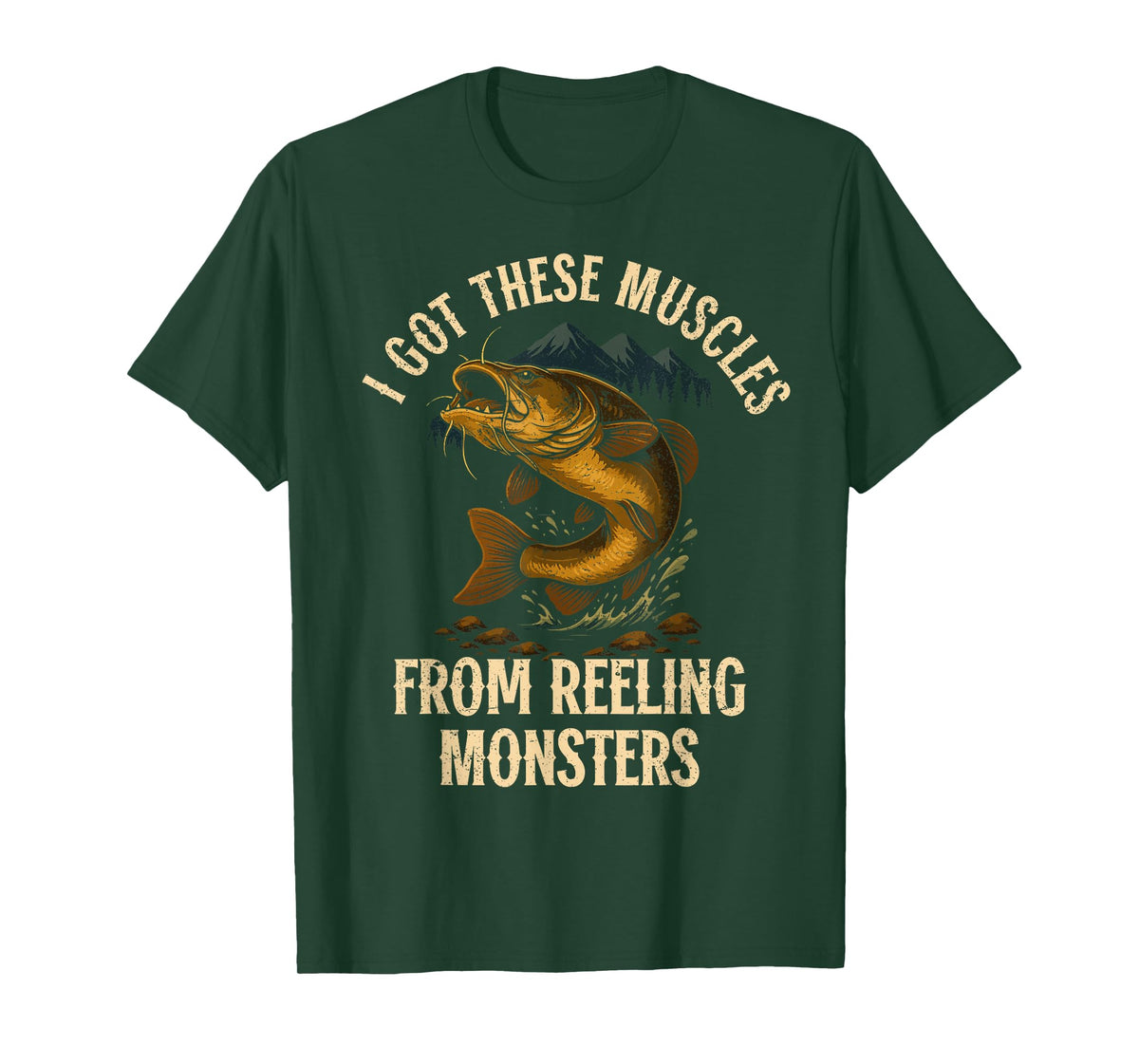 Trophy Flathead Reeling Monsters Funny Catfish cat Fishing T-Shirt
