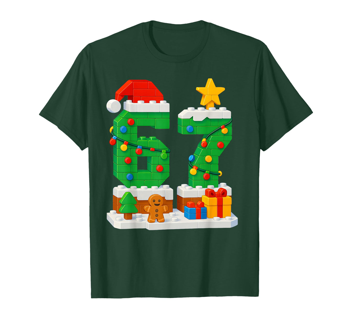 67 Christmas Building Blocks 6 7 Meme Boys Kids Funny Xmas T-Shirt