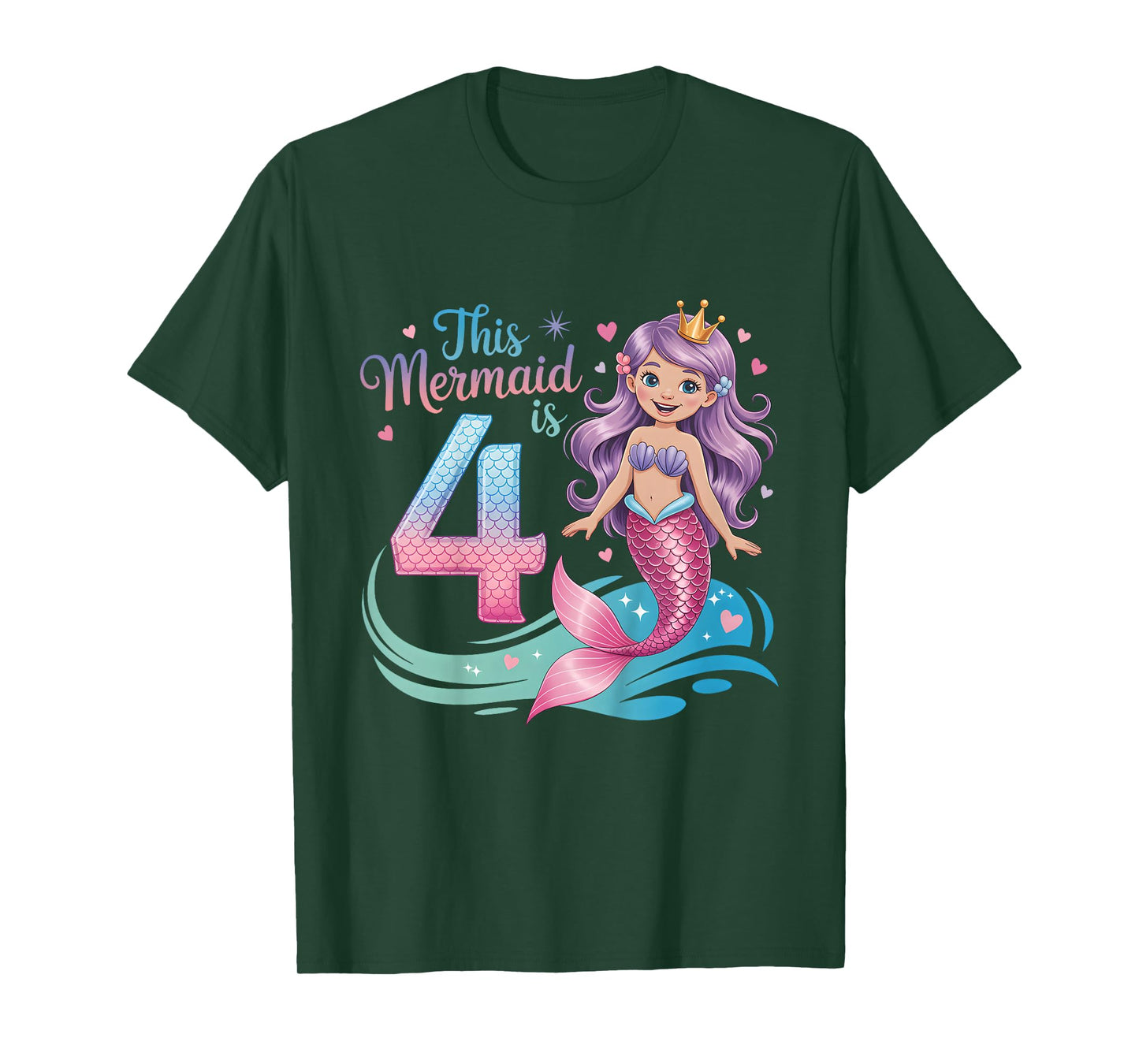 Kids Birthday This Mermaid is 4 Years 4th Birthday Mermaid T-Shirt