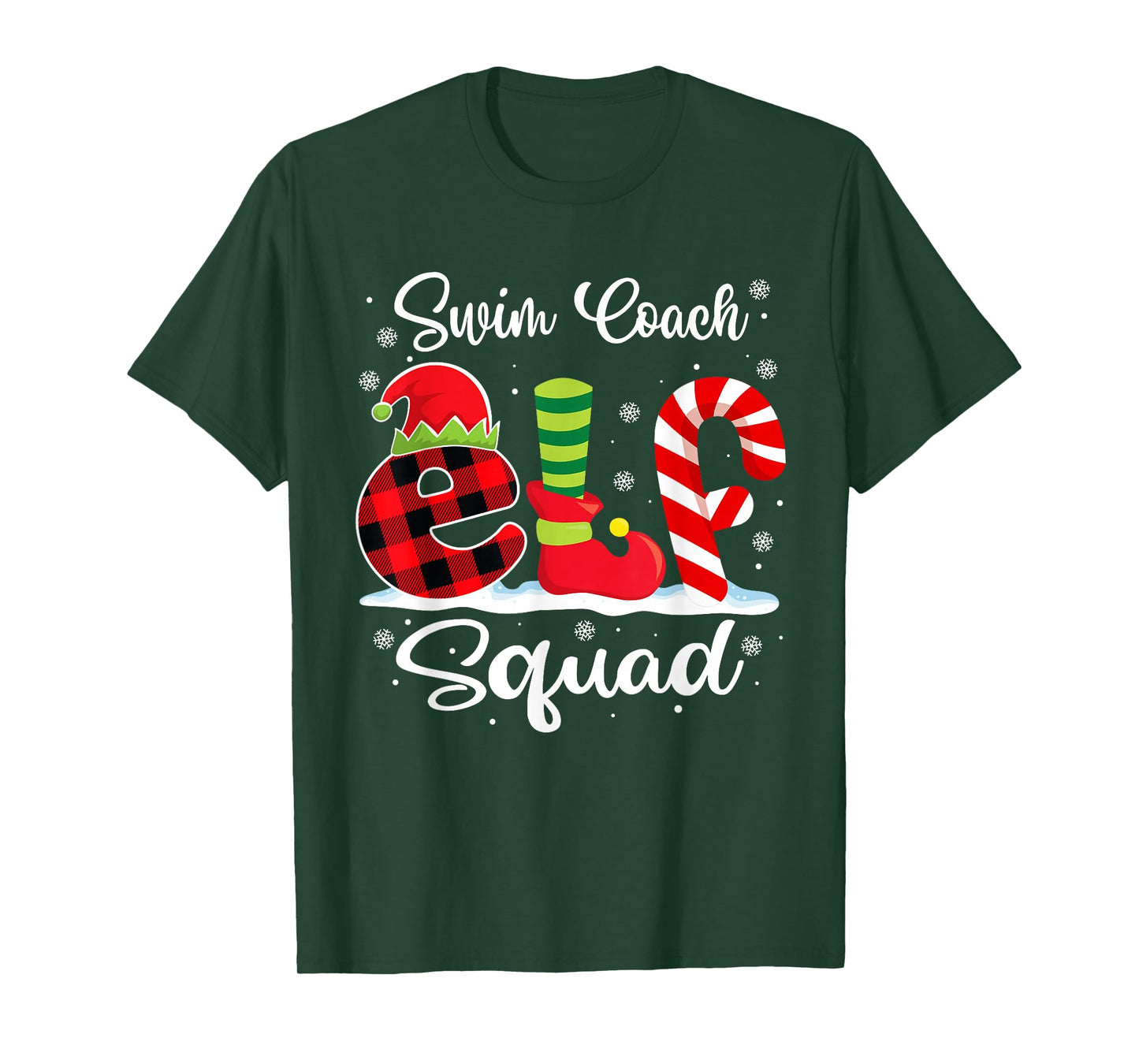 Swim Coach Elf Squad Christmas Matching X-mas T-Shirt