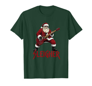 Christmas Sleigher Heavy Metal Santa Rock On Xmas T-Shirt