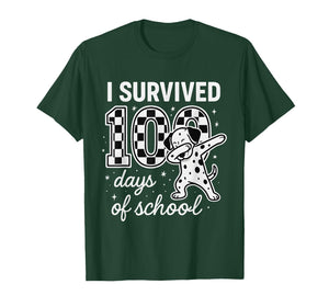I Survived 100 Days of School Students Dabbing Dalmatian Dog T-Shirt