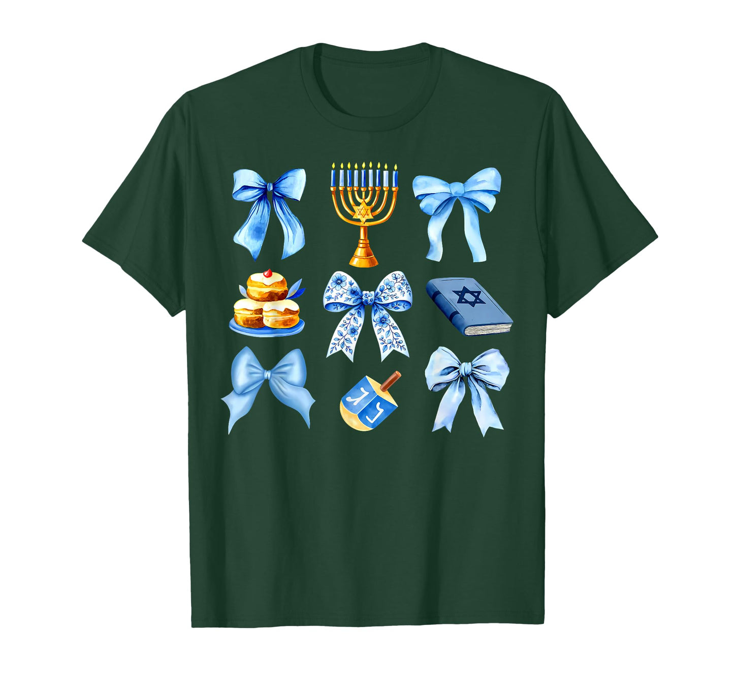 Coquette Bow Jewish Holiday Chanukah Hanukkah Menorah Girls T-Shirt