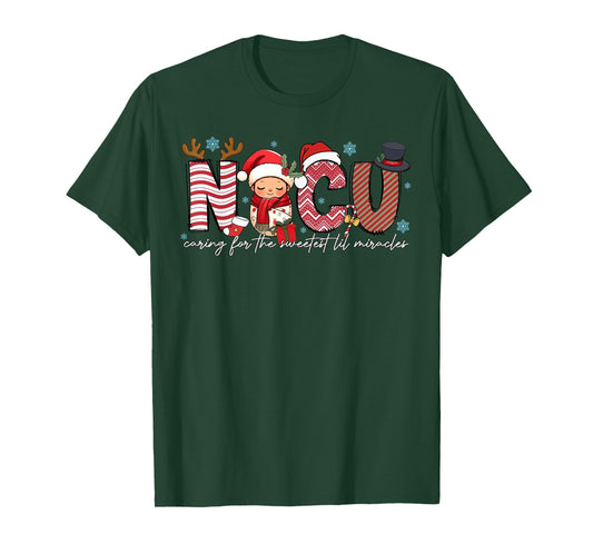 NICU Caring for Sweetest Lil Miracles Christmas Nurse Gift T-Shirt