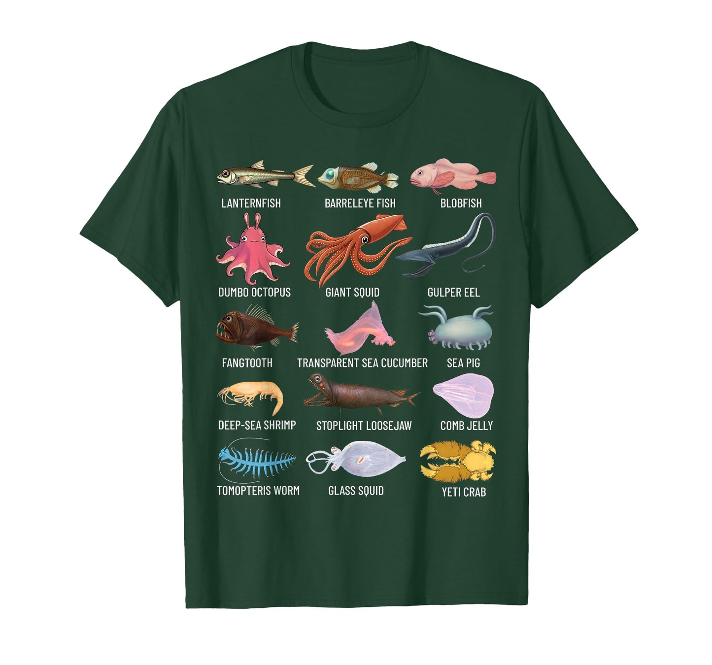 Deep Sea Creatures Abyssal Ocean Animals Marine Biology T-Shirt