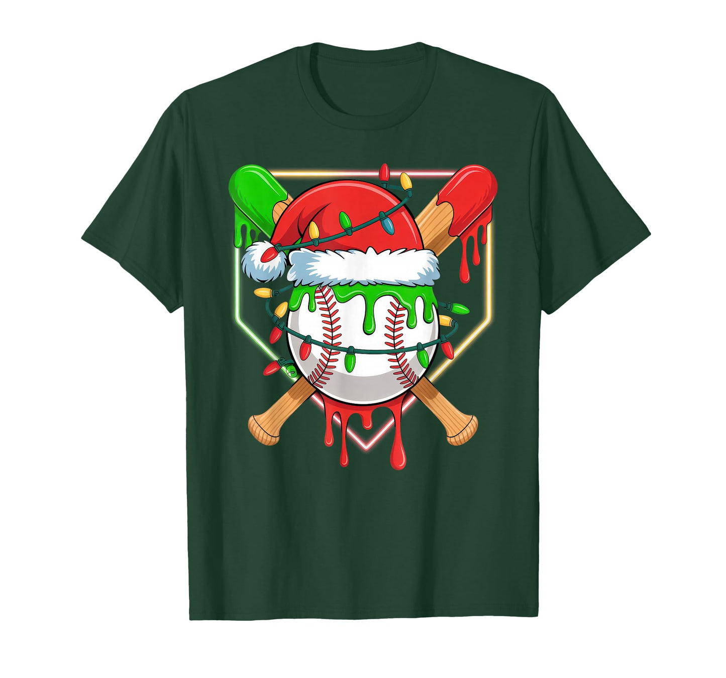 Baseball Christmas Tree Light Xmas Baseball Boys Kids T-Shirt