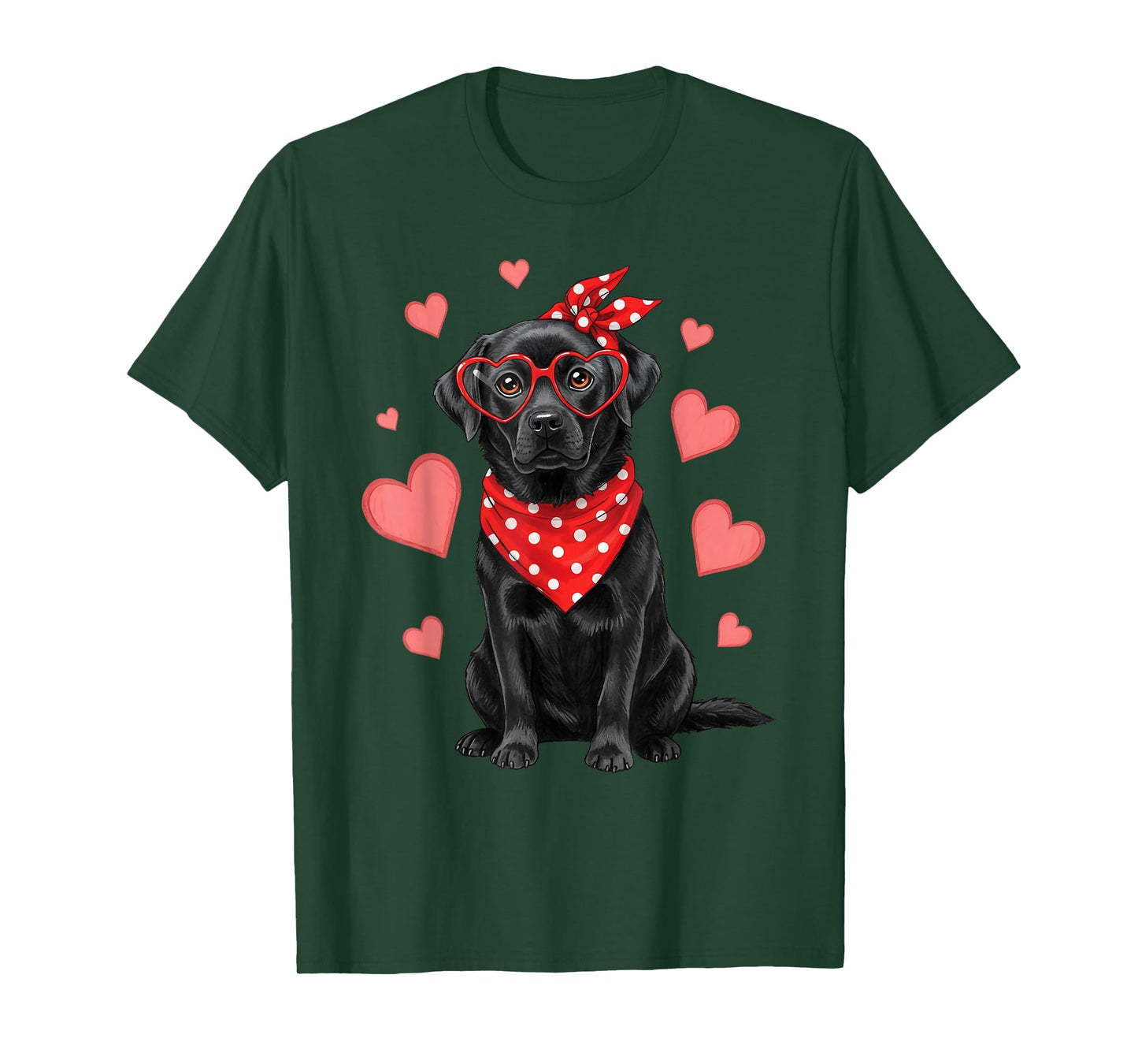 Labrador Dog Valentines Day Cute Heart Glasses Dog Lover T-Shirt