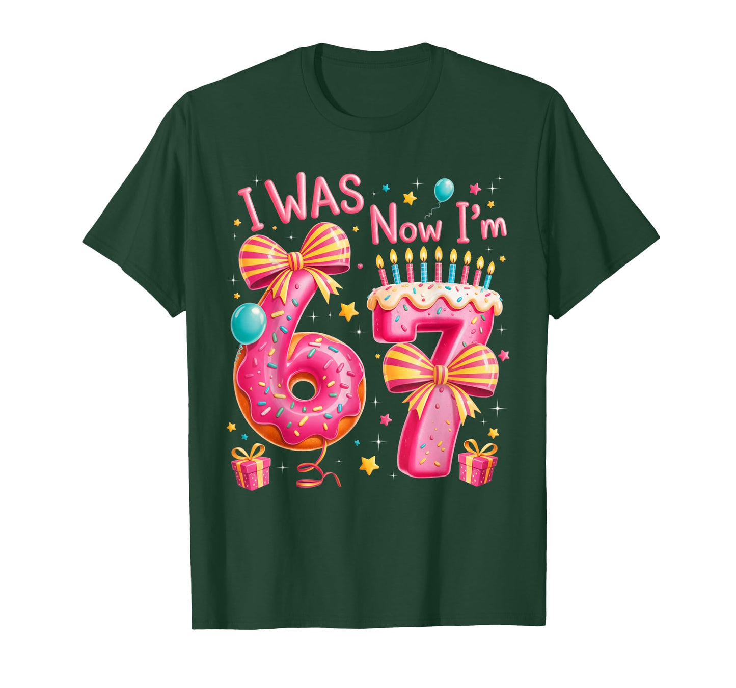 7th Birthday Girl I was 6 Now I'm 7 Year Old Girl Birthday T-Shirt