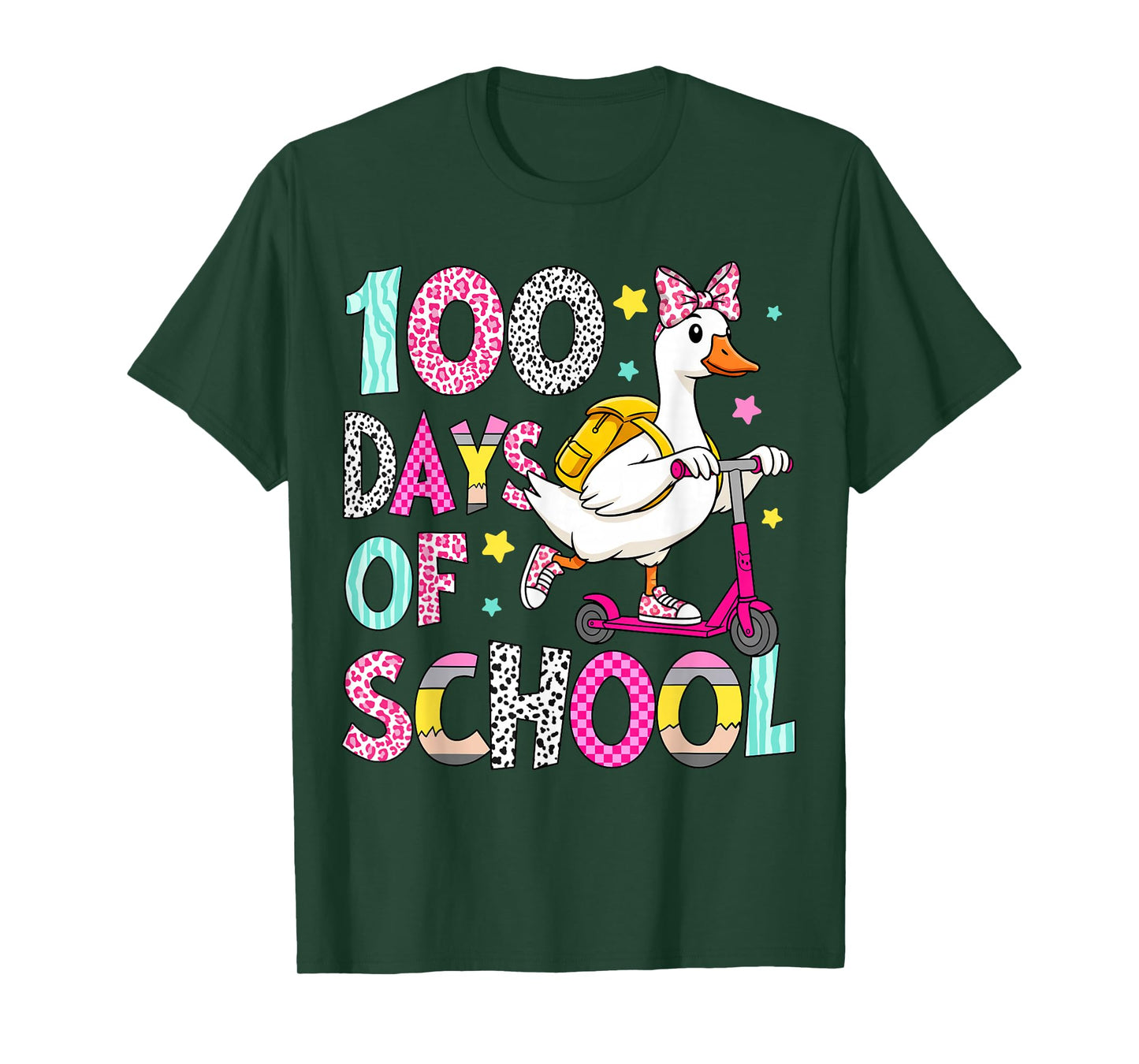 Kids 100 Day of School Goose Funny 100th Day of School Girls T-Shirt