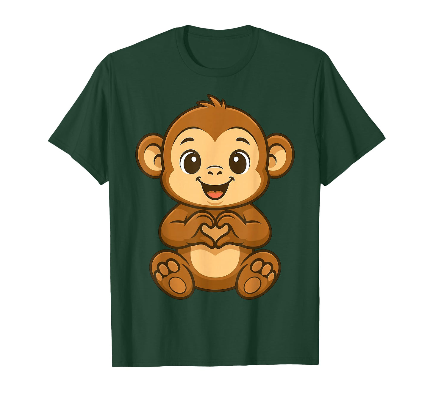 Monkey Doing Heart with Hands Valentines Day T-Shirt