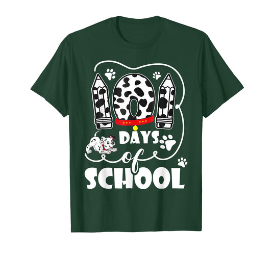 100 Days of School Dalmatian Dog Kids 100 Days Smarter T-Shirt