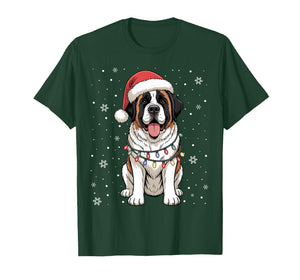 Santa Xmas Lights Dog Lover Owner Saint Bernard Christmas T-Shirt