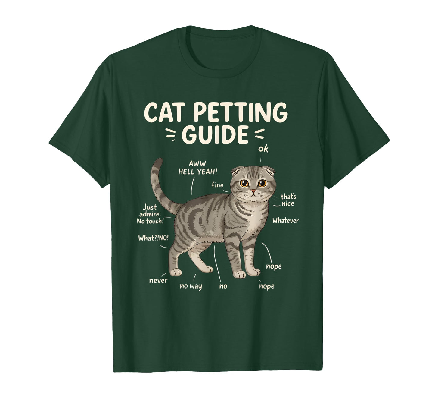 Scottish Fold Cat Petting Guide Funny Cat Lover T-Shirt
